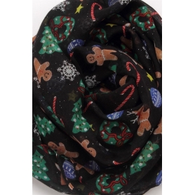 Χριστουγεννιάτικο φουλάρι με πολλά μοτίβα μαύρο