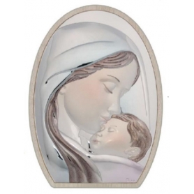 Ασημένια καθολική εικόνα Παναγία με Χριστό MA/E902-1ST-C 25 x 33 cm