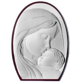 Ασημένια μοντέρνα καθολική εικόνα Παναγία με Χριστό MA/E902-3 15 x 21 cm