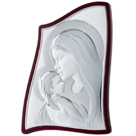 Ασημένια μοντέρνα καθολική εικόνα Παναγία με Χριστό MA/E903-3 15 x 21 cm