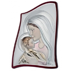 Ασημένια μοντέρνα καθολική εικόνα Παναγία με Χριστό MA/E903-4C 8 x 11 cm