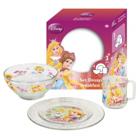 Γυάλινο παιδικό σετ φαγητού Disney Princess