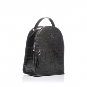 Γυναικεία τσάντα πλάτης κροκό Pierro Accessories 90551KR01 Μαύρο