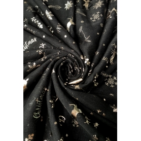 Χριστουγεννιάτικο φουλάρι merry christmas με χρυσά μοτίβα μαύρο