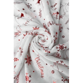 Χριστουγεννιάτικο φουλάρι merry christmas με κόκκινα μοτίβα λευκό