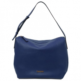 Γυναικεία Τσάντα Ώμου Δερμάτινη TL142081-Μπλε σκούρο