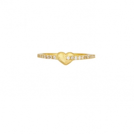 Δαχτυλίδι καρδιά στολισμένο με λευκά ζιργκόν από επιχρυσωμένο ασήμι  925. D-32-AS-G-65