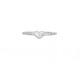 Δαχτυλίδι καρδιά στολισμένο με λευκά ζιργκόν από επιπλατινωμένο ασήμι  925. D-32-AS-S-65