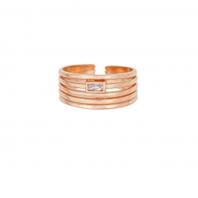 Εντυπωσιακό δαχτυλίδι με λευκό ζιργκόν επο ροζ χρυσό ασήμι 925.  D-42-AS-RG-16
