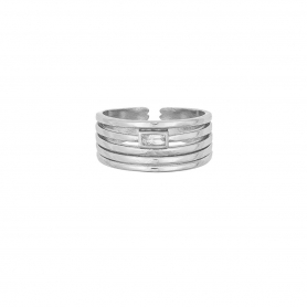 Εντυπωσιακό δαχτυλίδι με λευκό ζιργκόν από επιπλατινωμένο ασήμι 925.  D-42-AS-S-16