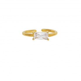 Δαχτυλίδι με λευκό ζιργκόν από επιχρυσωμένο ασήμι 925. D-44-AS-G-6
