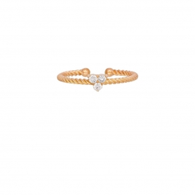 Στριφτό δαχτυλίδι με λευκά ζιργκόν από ροζ χρυσό ασήμι 925 D-24-AS-RG-6