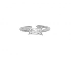Δαχτυλίδι με λευκό ζιργκόν από επιπλατινωμένο ασήμι 925. D-44-AS-S-6