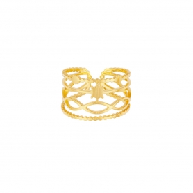 Δαχτυλίδι διάτρητο Excite Fashion Jewellery από ανοξείδωτο επιχρυσωμένο ατσάλι (δεν μαυρίζει) R-65-42G