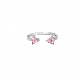 Δαχτυλίδι Excite Fashion Jewellery  με ροζ ζιργκόν από επιπλατινωμένο ασήμι 925 D-14-ROZ-S-71