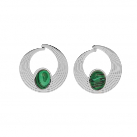 Σκουλαρίκια λοβού Excite Fashion Jewellery με κυρίαρχο στοιχείο τον κύκλο και τις ακτίνες στολισμένα με πράσινη πέτρα από ανοξείδωτο ατσάλι. (Δεν μαυρίζει).  E-69-62-S