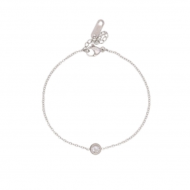 Βραχιόλι Excite fashion Jewellery αλυσίδα με λευκό μονόπετρο ζιργκόν, από  ανοξείδωτο ατσάλι (δεν μαυρίζει) B-58-41-S