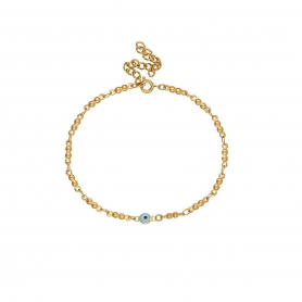 Βραχιόλι Excite fashion jewellery γαλάζιο ματάκι μουράνο με ατσάλινη επίχρυση αλυσίδα.  B-1616-01-14-59