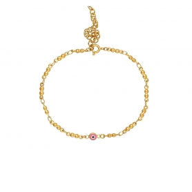 Βραχιόλι Excite fashion jewellery ροζ ματάκι μουράνο με ατσάλινη επίχρυση αλυσίδα.  B-1616-01-11-59