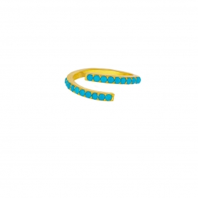 Δαχτυλίδι Excite Fashion Jewellery ανοιχτό  βεράκι με τυρκουάζ  ζιργκόν από επιχρυσωμένο ασήμι  925 D-28-TYRK-G-105