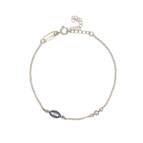 Βραχιόλι επιπλατινωμένο Excite fashion Jewellery ασήμι 925, ματάκι με ζιργκόν. B-12-2-S-55
