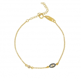 Βραχιόλι Excite Fashion Jewellery ματάκι με ζιργκόν απο επιχρυσωμένο ασήμι 925. B-12-3-G-55