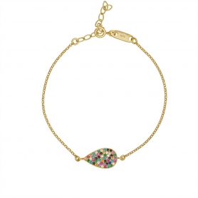 Βραχιόλι σταγόνα Excite Fashion Jewellery με πολύχρωμα ζιργκόν από επιχρυσωμένο ασήμι 925.  B-15-MOYLT-65