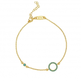 Bραχιόλι Excite Fashion Jewellery με τιρκουάζ  ζιργκόν από επιχρυσωμένο ασήμι 925. B-4-TYRK-G-59