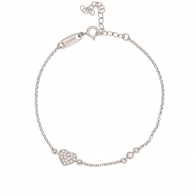 Βραχιόλι Excite Fashion Jewellery καρδιά με λευκά ζιργκόν απο επιπλατινωμένο ασήμι 925.B-9-AS-S-5