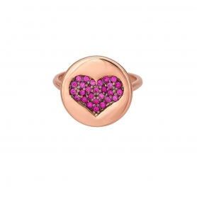 Δαχτυλίδι καρδιά με ροζ ζιργκόν από ασήμι 925 με ροζ επιχρύσωμα. D-0178-59-13-10