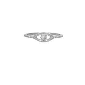 Δαχτυλίδι ματάκι Excite Fashion Jewellery  με λευκό ζιργκόν απο επιπλατινωμένο ασημί 925. D-10-AS-S-5