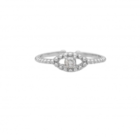 Δαχτυλίδι Excite Fashion Jewellery ματάκι με λευκό ζιργκόν απο επιπλατινωμένο ασημί 925. D-8-AS-S-49