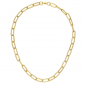 Κοντό κολιέ με ατσάλινη αλυσίδα - κρίκους σε χρυσό χρώμα.K-1118-01-65