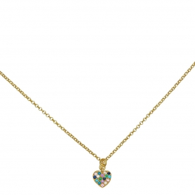 Κολιέ καρδιά excite fashion jewellery  με χρωματιστά ζιργκόν από επιχρυσωμένο ασήμι 925.  K-24-MYLTI-G-75