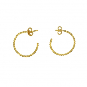 Κρίκοι Excite Fashion Jewellery σκαλιστοί λεπτοί από επιχρυσωμένο ασήμι 925.S-2-G-5