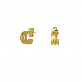 Κρίκοι Excite Fashion Jewellery μικροί σε μοντέρνο σχέδιο από επιχρυσωμένο ασήμι 925.S-3-G-65