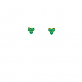 Σκουλαρίκια Excite fashion Jewellery από επιχρυσωμένο ασήμι 925 με πράσινα  ζιργκόν S-32-PRAS-G-4