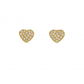 Σκουλαρίκια καρδούλες Excite Fashion Jewellery με λευκά ζιργκόν απο επιχρυσωμένο ασήμι 925.S-36-AS-G-46