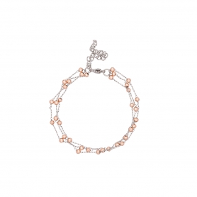 Χειροποίητο βραχιόλι Excite Fashion Jewellery τριπλή αλυσίδα με χάντρες αιματίτη από ανοξείδωτο ατσάλι. B-1544-03-6