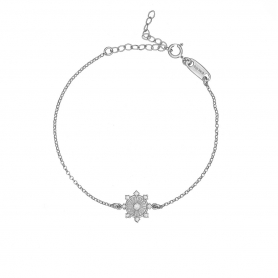 Βραχιόλι Excite fashion Jewellery από επιπλατινωμένο ασήμι 925, Βυζαντινό σχέδιο με λευκά ζιργκόν. B-23-S-5