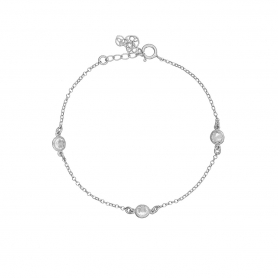 Βραχιόλι Excite Fashion Jewellery με λευκά ζιργκόν από επιπλατινωμένο ασήμι 925. B-36-AS-S-65