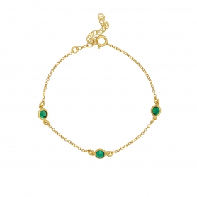 Βραχιόλι Excite Fashion Jewellery με πράσινα ζιργκόν από επιχρυσωμένο ασήμι 925. B-36-PRAS-G-65