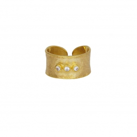 Δαχτυλίδι Excite Fashion Jewellery  επιχρυσωμένο ασήμι 925, με λευκά ζιργκόν. D-19-AS-G-15