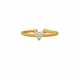 Δαχτυλίδι Excite Fashion Jewellery επιχρυσωμένο ασήμι 925, στριφτό  με λευκά ζιργκόν. D-24-AS-G-6