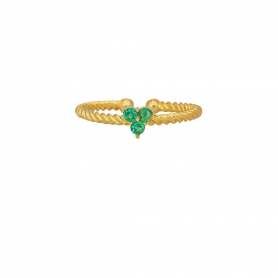 Δαχτυλίδι Excite Fashion Jewellery επιχρυσωμένο ασήμι 925, στριφτό με πράσινα  ζιργκόν. D-24-PRAS-G-6