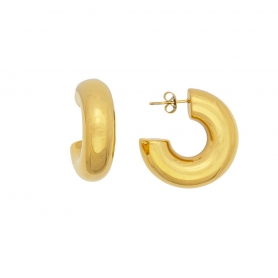 Σκουλαρίκια Excite Fashion Jewellery κρίκοι μπούλ  από επιχρυσωμένο ανοξείδωτο ατσάλι. E-89-50G