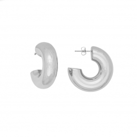 Σκουλαρίκια Excite Fashion Jewellery κρίκοι μπούλ  από επιπλατινωμένο ανοξείδωτο ατσάλι. E-89-50S