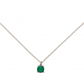 Κολιέ Excite Fashion Jewellery με πράσινο ζιργκόν από επιπλατινωμένο ασήμι 925. K-11-PRAS-S-79