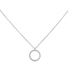 Κομψό κολιέ κύκλος Excite-fashion με λευκά  ζιργκόν από επιπλατινωμένο ασήμι 925 K-37-AS-S-8