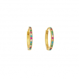 Κρικάκια Excite Fashion Jewellery από επιχρυσωμένο ασήμι 925 με χρωματιστά  ζιργκόν. S-40-MULTI-G-71